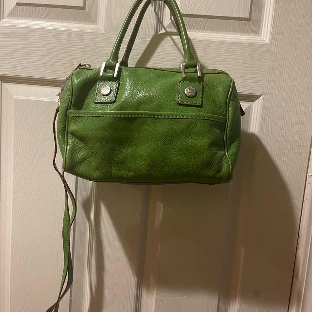 Michael Kors lime Green Leather Satchel with silver tone hardwares. - Picture 4 of 16